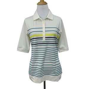 Nike Golf Skinny Stripe Polo Dri Fit Shirt Women's Size S 1/4 Button Collar Top